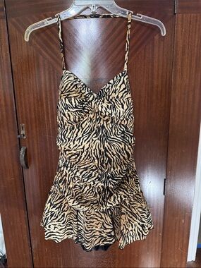 Animal Print skirted swimsuit